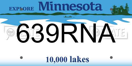 639RNA Minnesota License Plate