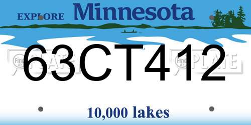 63CT412 Minnesota License Plate