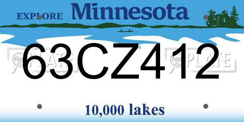 63CZ412 Minnesota License Plate