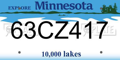 63CZ417 Minnesota License Plate