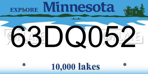 63DQ052 Minnesota License Plate