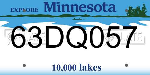 63DQ057 Minnesota License Plate
