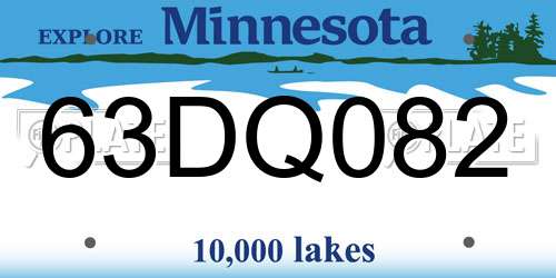63DQ082 Minnesota License Plate