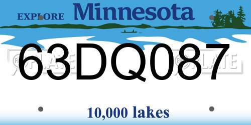 63DQ087 Minnesota License Plate