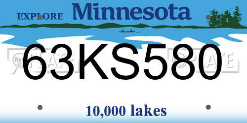 63KS580 Minnesota License Plate