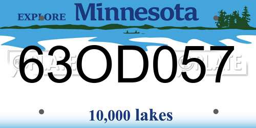 63OD057 Minnesota License Plate