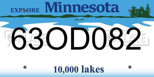 63OD082 Minnesota License Plate