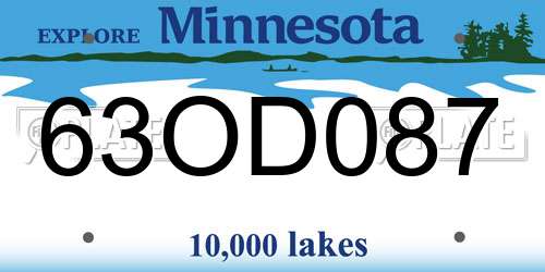 63OD087 Minnesota License Plate