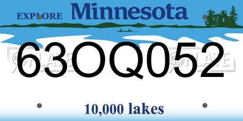 63OQ052 Minnesota License Plate