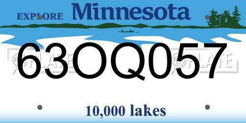 63OQ057 Minnesota License Plate
