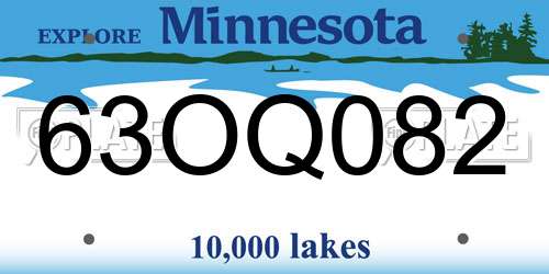 63OQ082 Minnesota License Plate