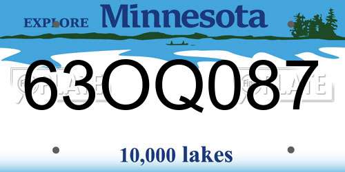 63OQ087 Minnesota License Plate