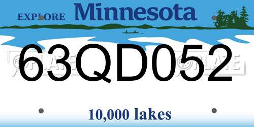 63QD052 Minnesota License Plate