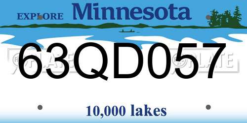 63QD057 Minnesota License Plate