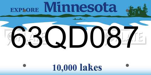 63QD087 Minnesota License Plate