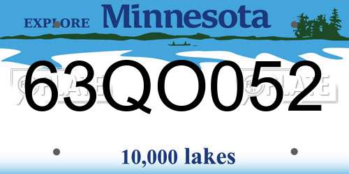 63QO052 Minnesota License Plate