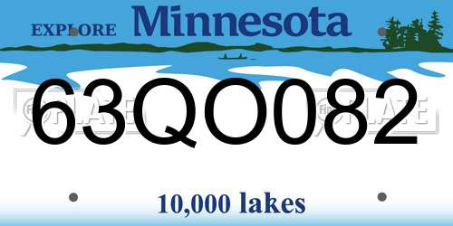 63QO082 Minnesota License Plate