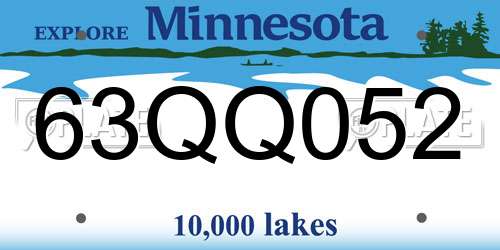 63QQ052 Minnesota License Plate
