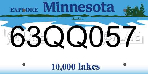 63QQ057 Minnesota License Plate