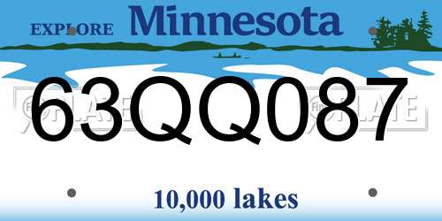 63QQ087 Minnesota License Plate