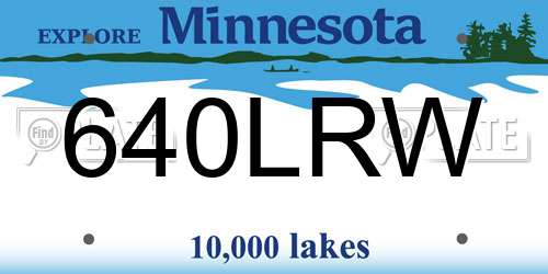 640LRW Minnesota License Plate