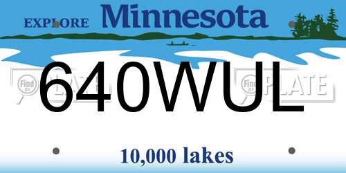 640WUL Minnesota License Plate