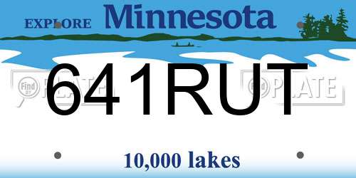 641RUT Minnesota License Plate