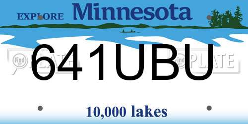 641UBU Minnesota License Plate