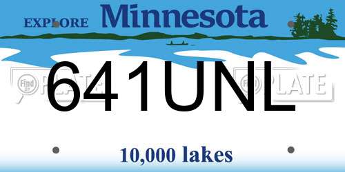 641UNL Minnesota License Plate