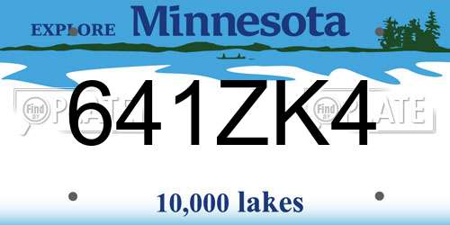 641ZK4 Minnesota License Plate