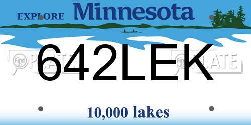 642LEK Minnesota License Plate