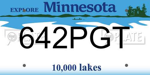 642PGT Minnesota License Plate