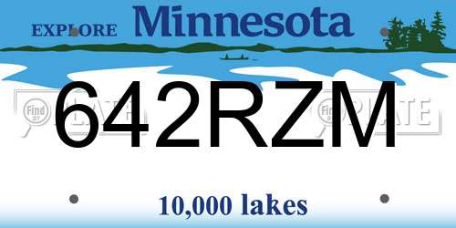 642RZM Minnesota License Plate