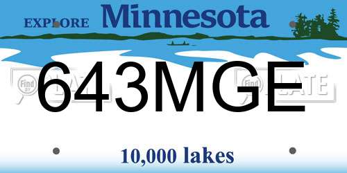 643MGE Minnesota License Plate