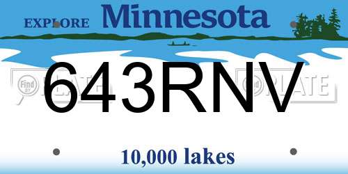 643RNV Minnesota License Plate