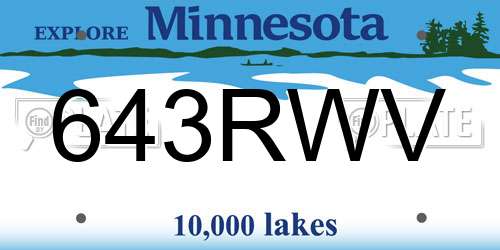 643RWV Minnesota License Plate