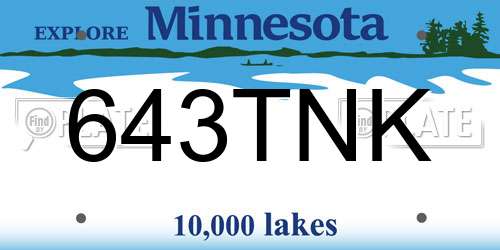 643TNK Minnesota License Plate