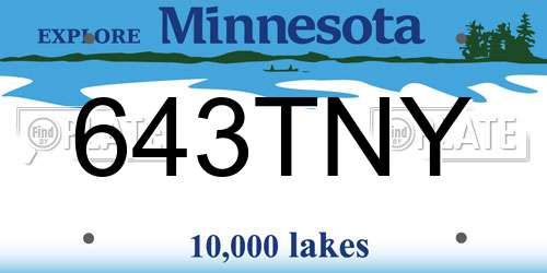 643TNY Minnesota License Plate