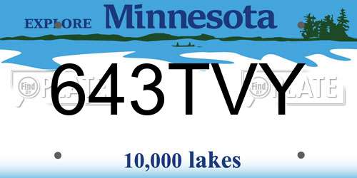 643TVY Minnesota License Plate