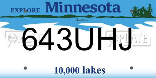 643UHJ Minnesota License Plate
