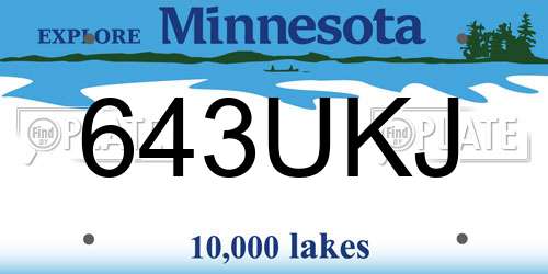 643UKJ Minnesota License Plate