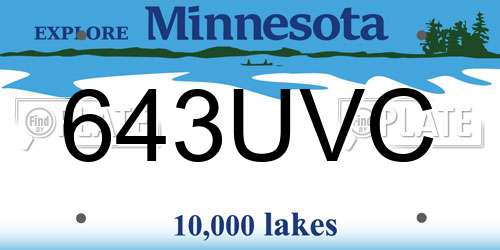643UVC Minnesota License Plate