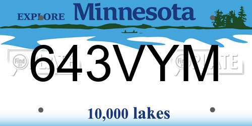 643VYM Minnesota License Plate