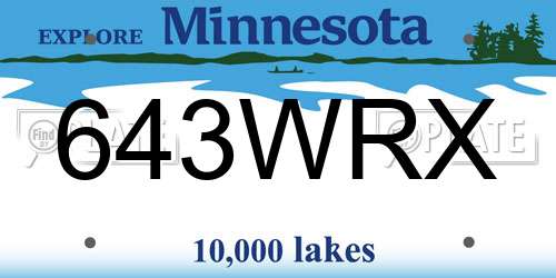 643WRX Minnesota License Plate