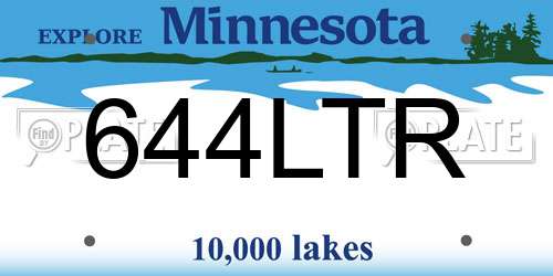 644LTR Minnesota License Plate