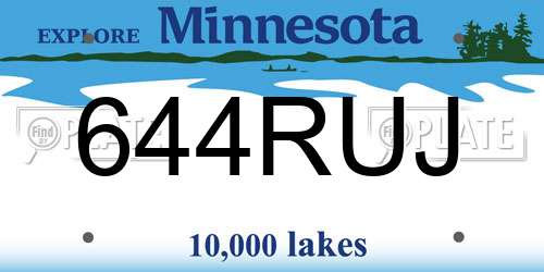 644RUJ Minnesota License Plate