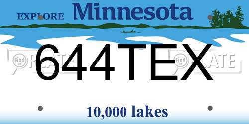 644TEX Minnesota License Plate