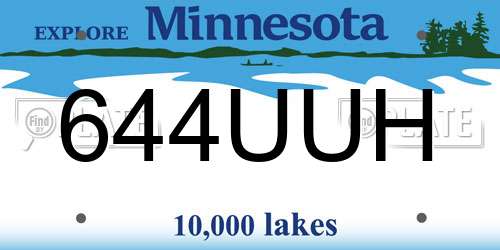 644UUH Minnesota License Plate