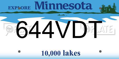 644VDT Minnesota License Plate