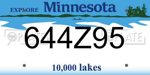 644Z95 Minnesota License Plate